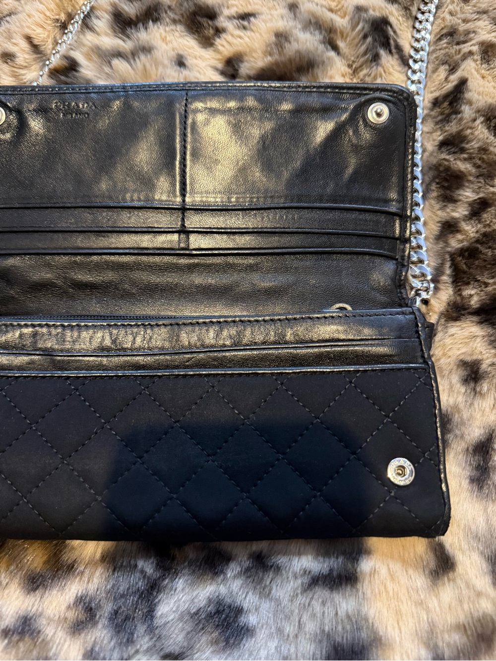 Prada Black Quilted Chain Crossbody Wallet - Picture 7 of 16